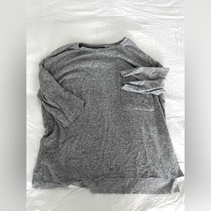 Heather Grey, Loose 3/4 Sleeve Sweater